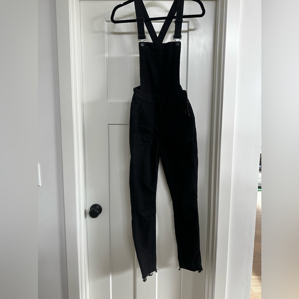 Madewell black denim skinny overalls size xs